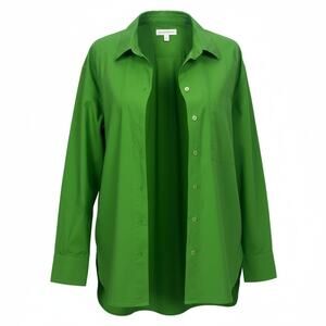 Banana Republic Women's Size L Green Oversized Relaxed Cotton Button-Up Shirt